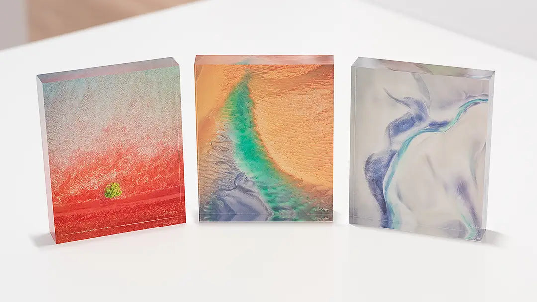 Aerial acrylic block collection. Australian Artwork.