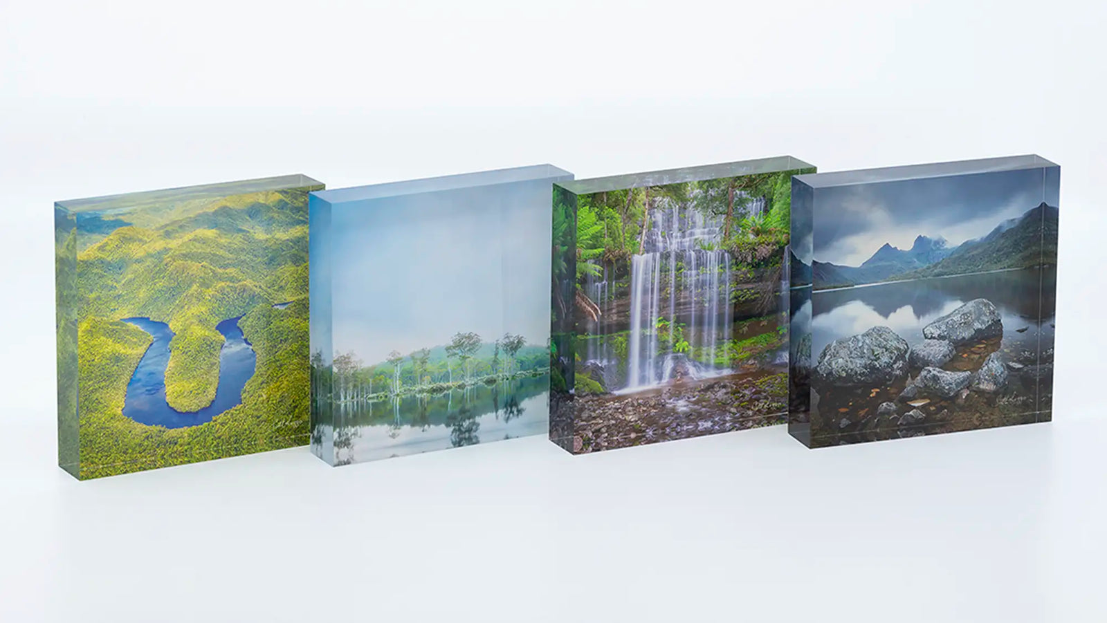 Blue acrylic block collection. Australian artwork.