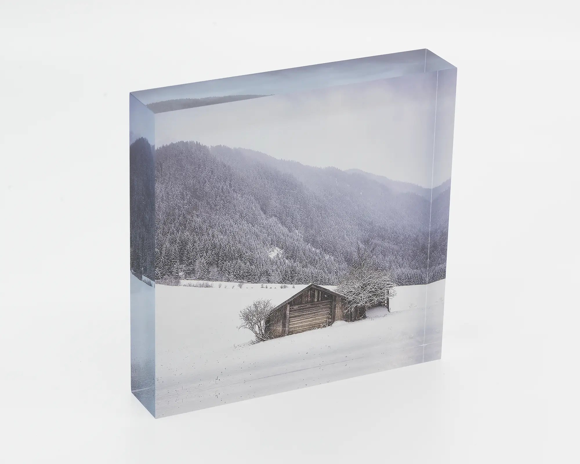 Christmas Snow - Neustift, Tyrol, Austria, acrylic block.