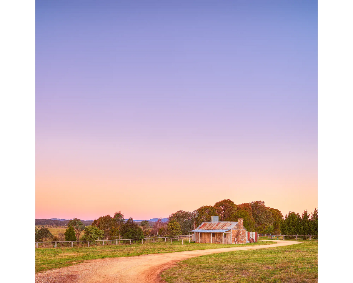 Sunset over an old farm house in Bungendore, NSW. 