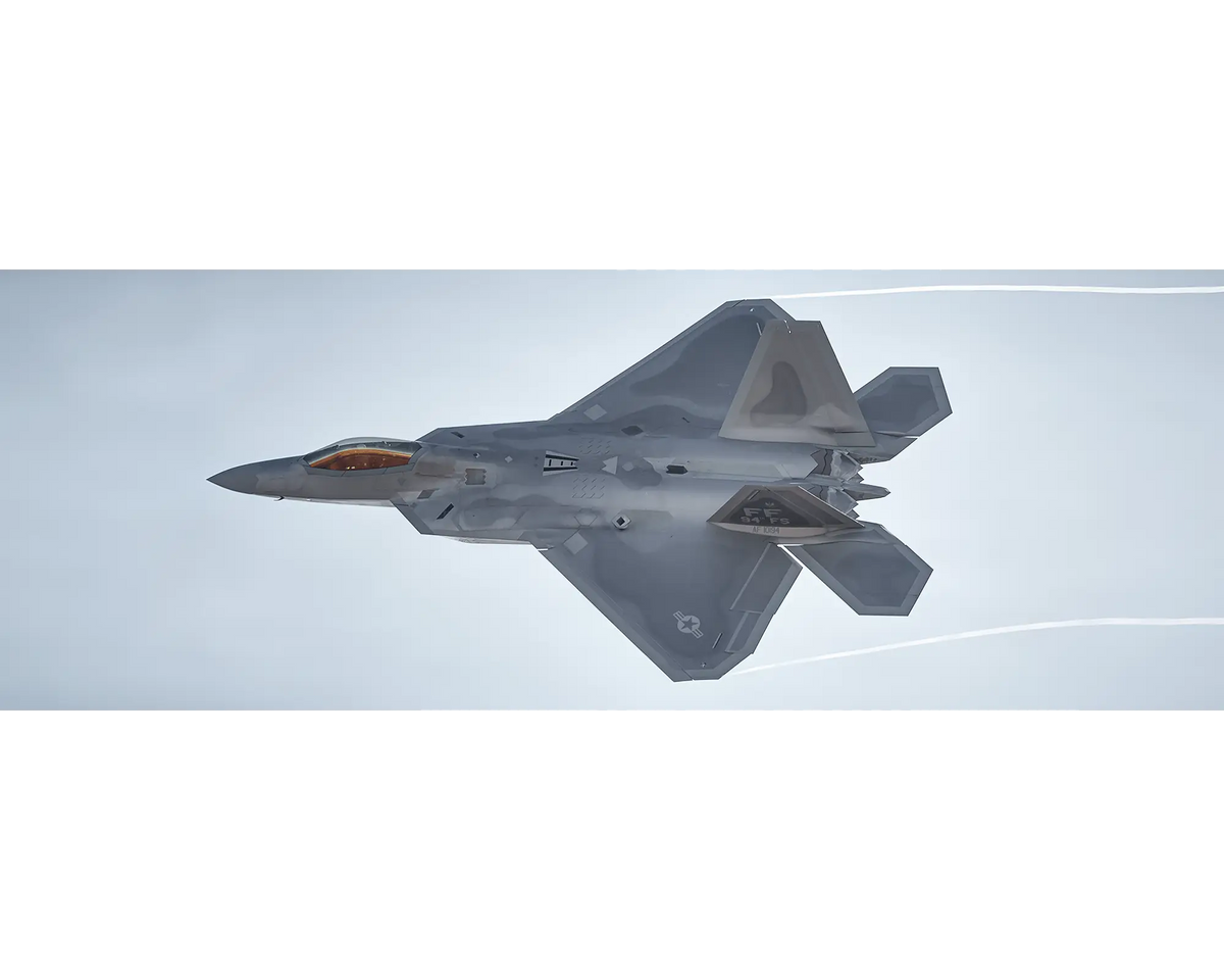 United States Air Force F-22 Raptor in flight. 