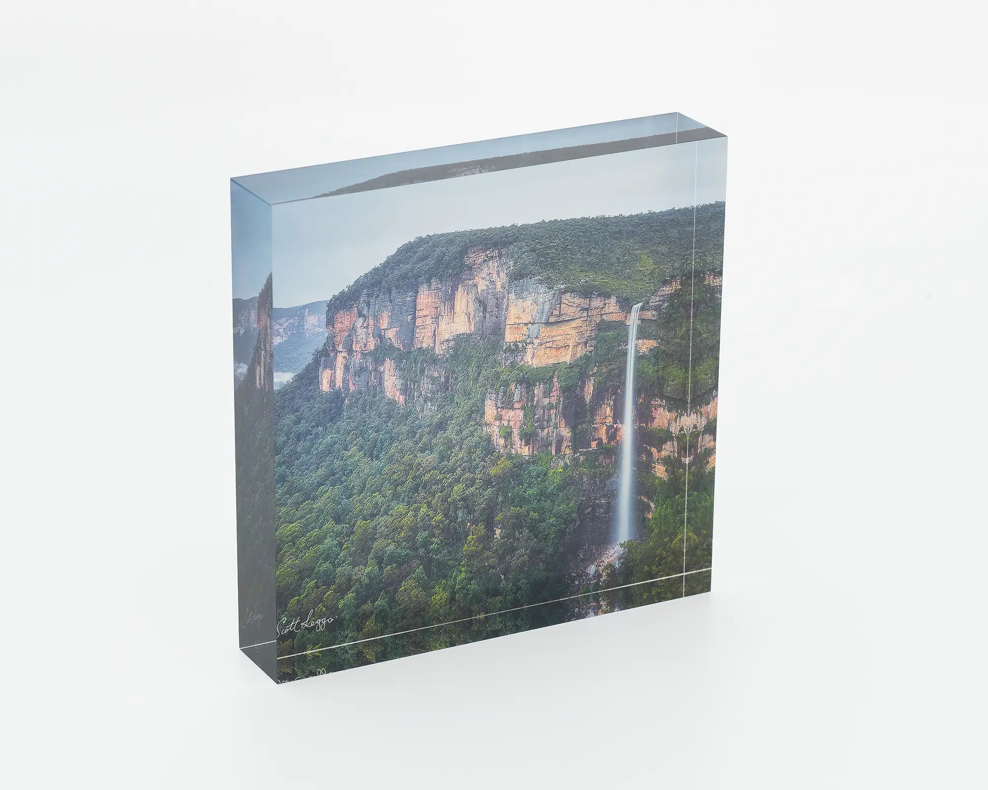 Edge of Time acrylic block, Bridal Veil Falls, Blue Mountains. 