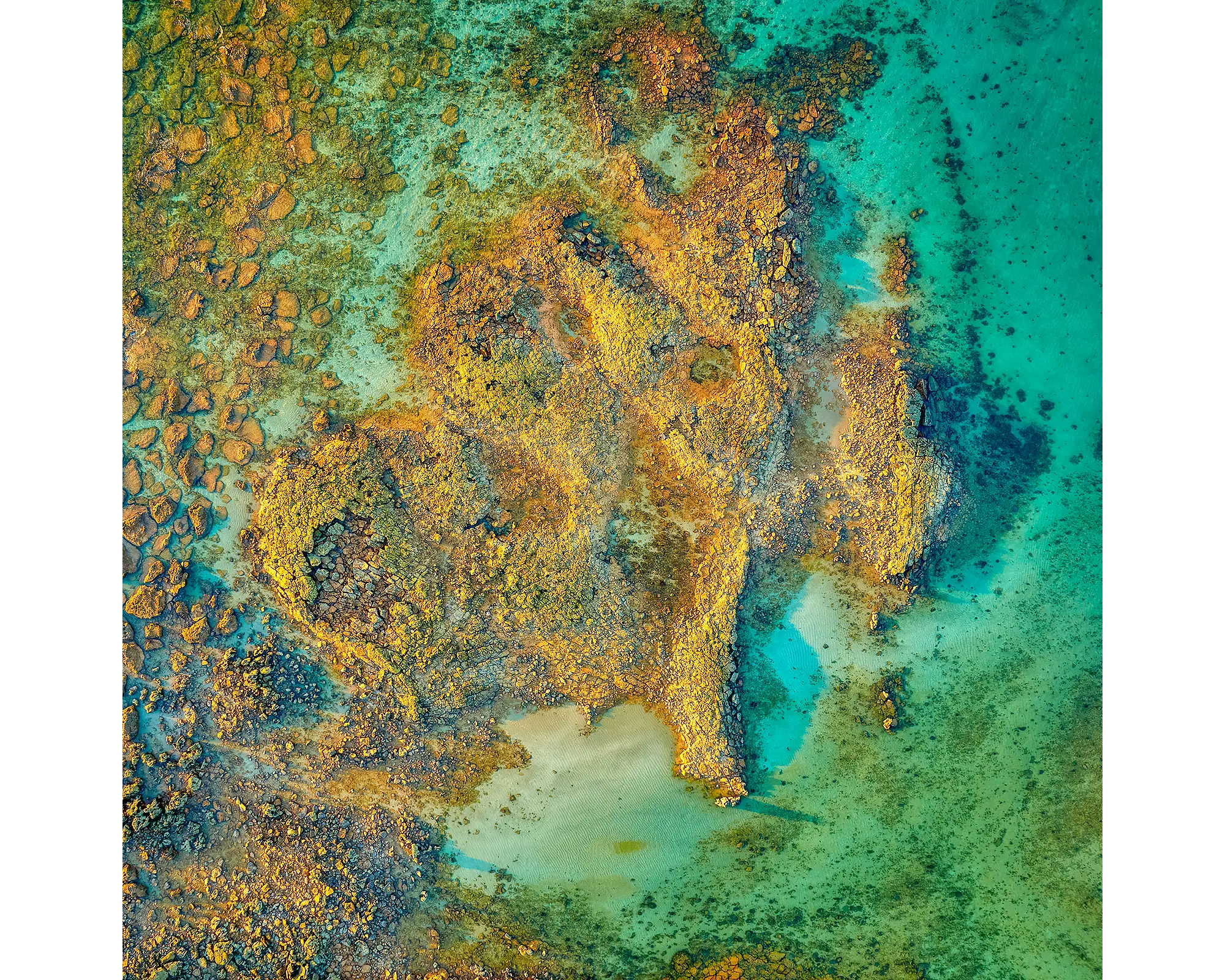 Aerial view of exposed rock at James Price Point, the Kimberley, WA. 