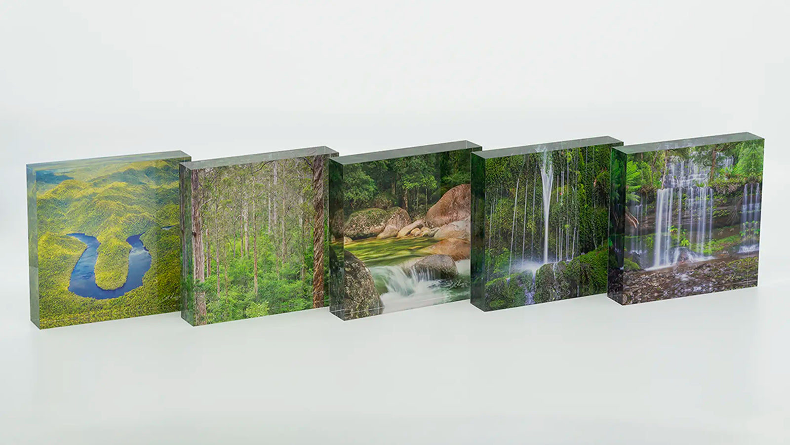 Green acrylic block collection. Australian artwork.