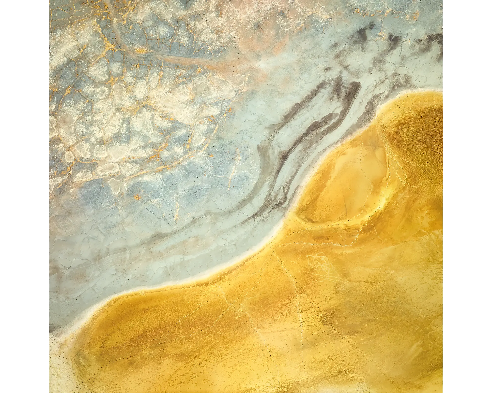 Aerial view of a dried out dam, NSW. 