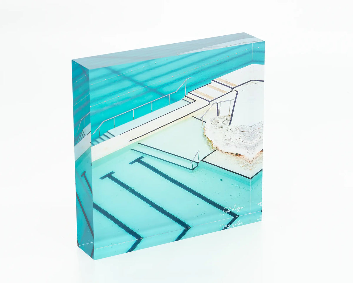 Lines acrylic block - Bondi Icebergs ocean baths artwork. 