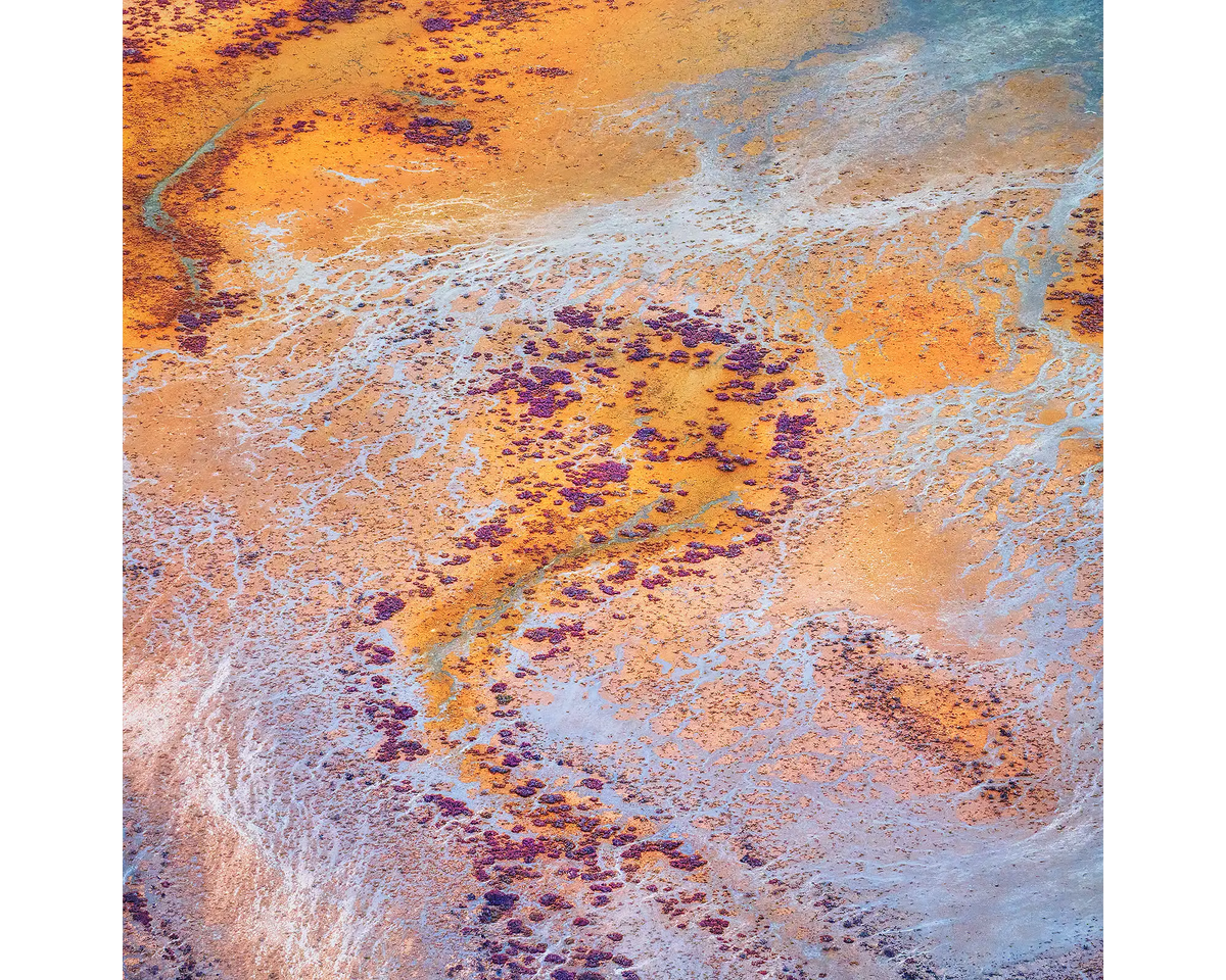 Tidal patterns and colours of the Kimberley at Roebuck Plains.