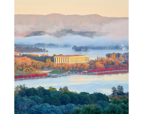 The Library. National Library Of Australia At Sunrise. Acrylic Block.