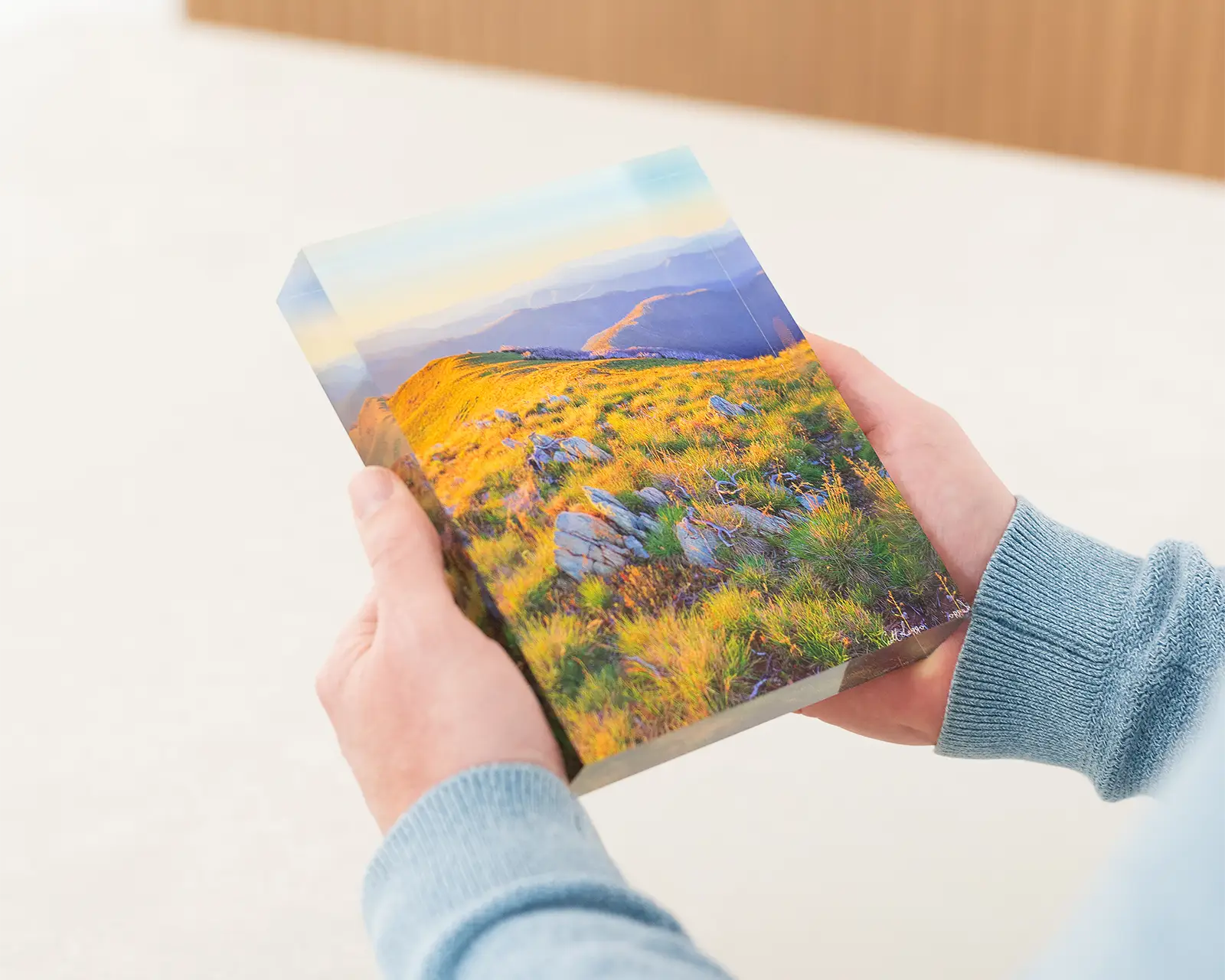 Acrylic Block featuring a photo of sunset over the Victorian High Country.
