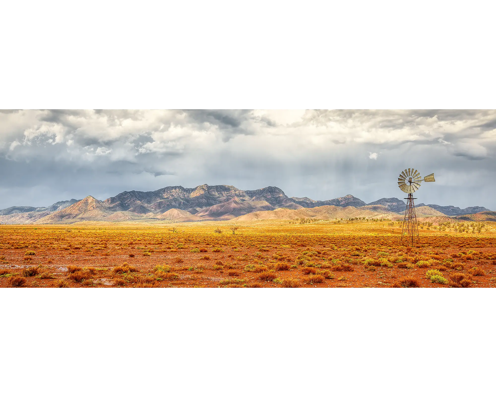 Windmill in the Flinders Ranges, South Australia, after a rain storm.