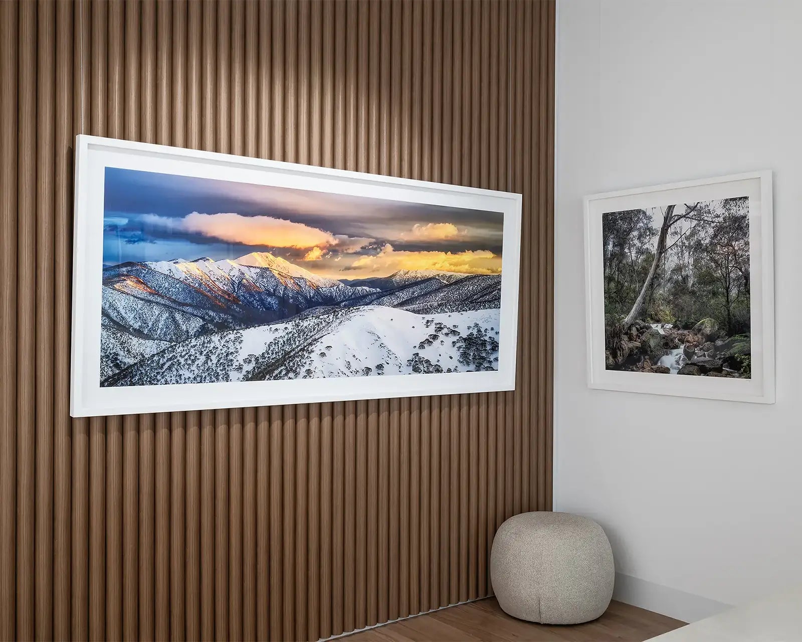 Alpine Magic large wall art print hanging on wall in Scott Leggo Gallery.