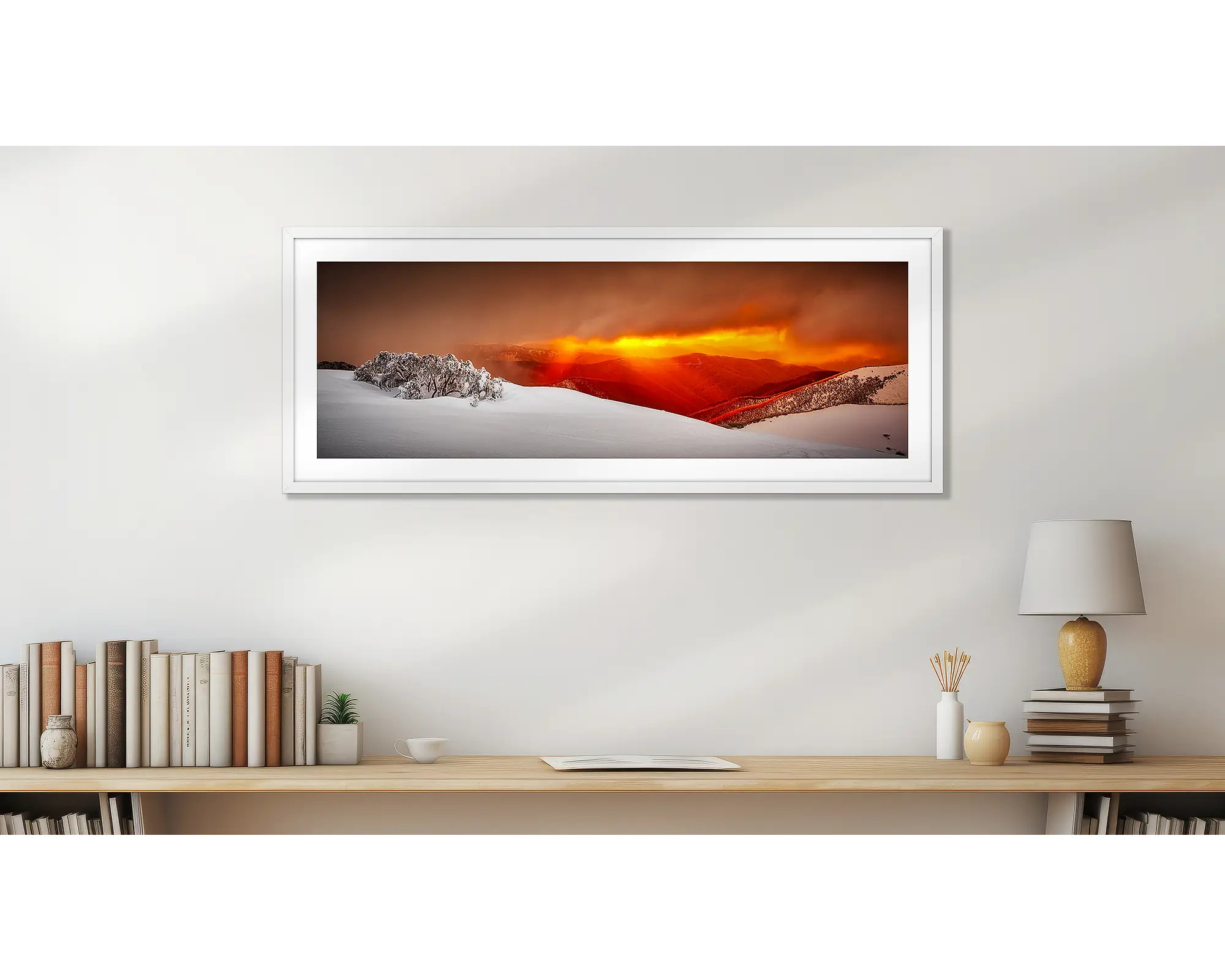 Alpine Sunset.  Snow sunset, Mount Hotham, Victoria, Australia.