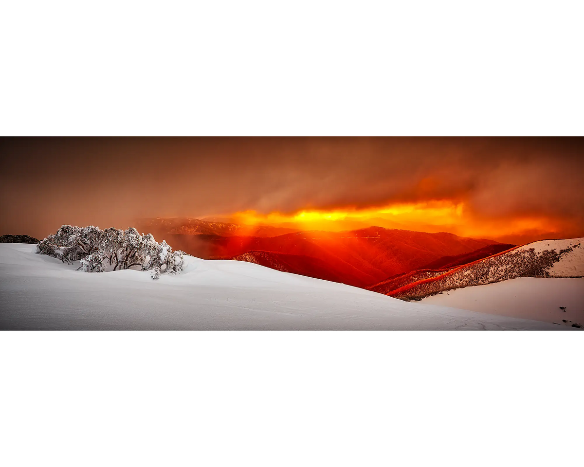 Alpine Sunset - Snow sunset, Mount Hotham, Victoria, Australia.