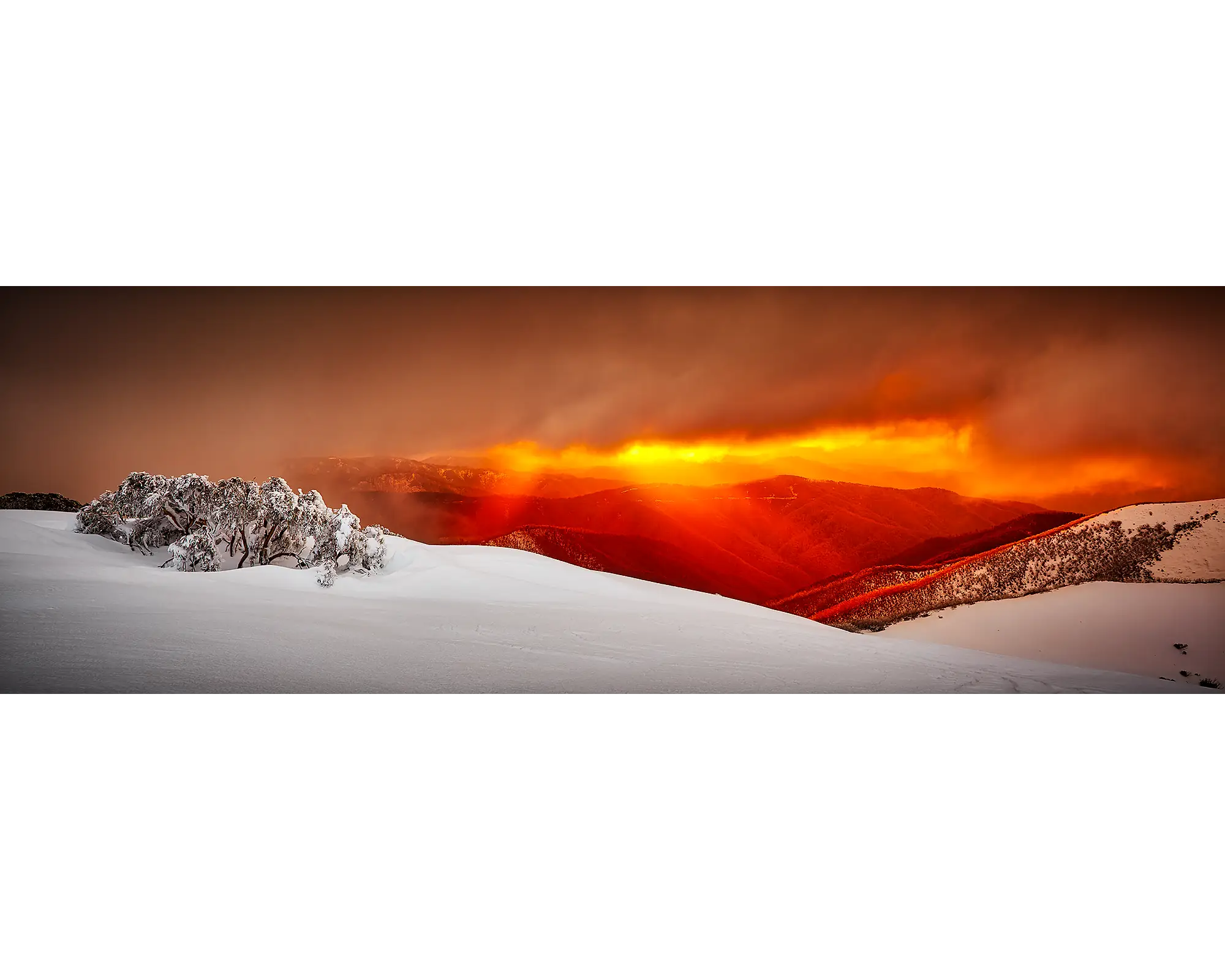 Alpine Sunset - Snow sunset, Mount Hotham, Victoria, Australia.