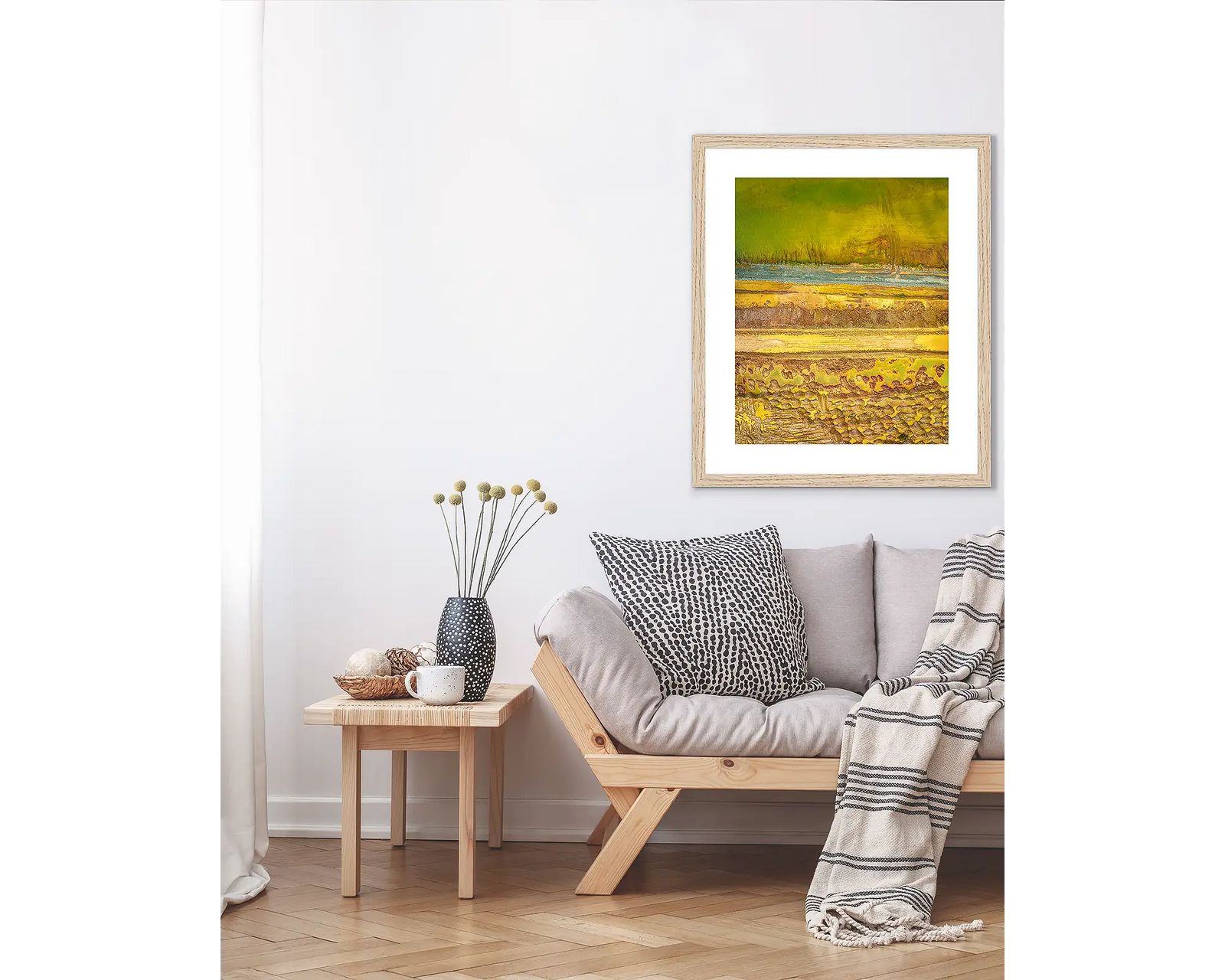 Framed abstract wall art print of the overburden of a mining site. 