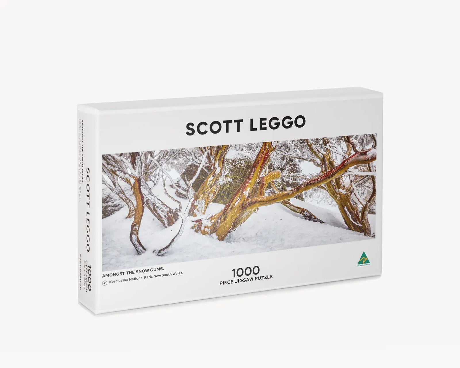 Amongst The Snow Gums. 1000 piece jigsaw puzzle front of box.