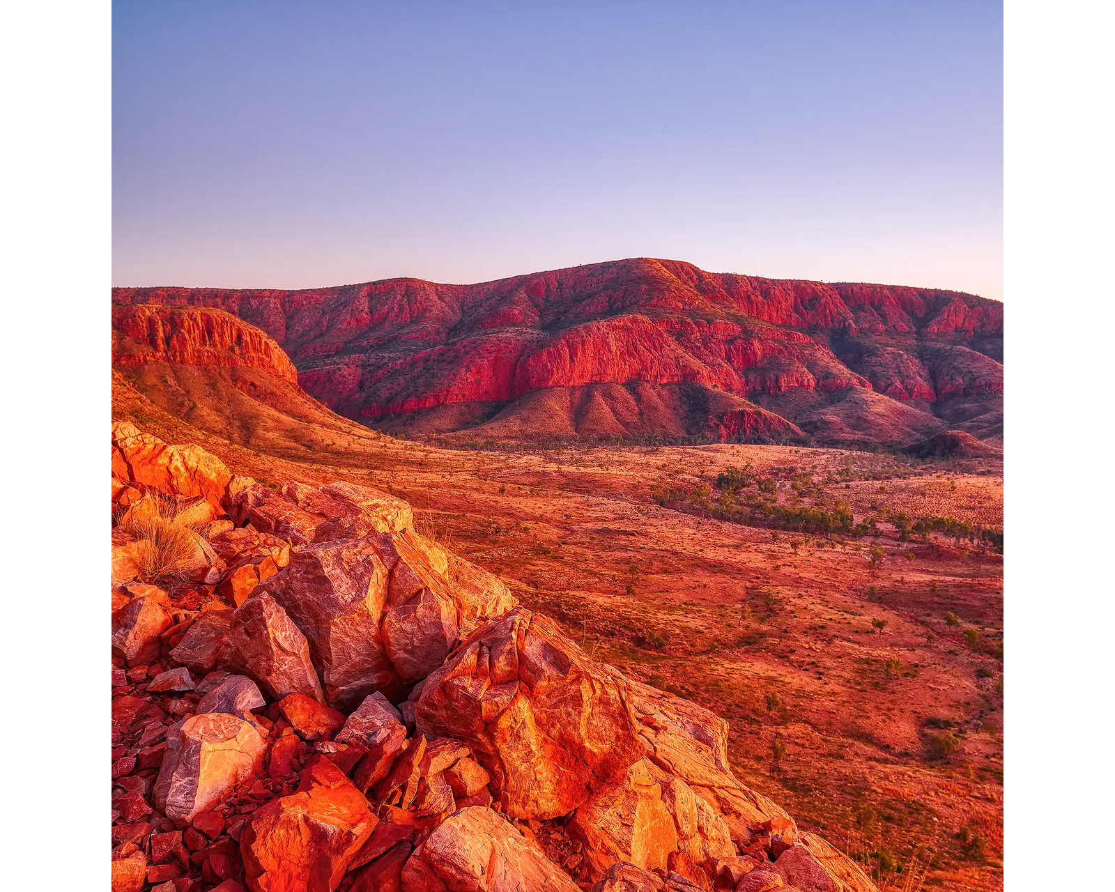 Ancient Dawn. Sunrise at Ormiston Pound, West MacDonnell National Park, Northern Territory, Australia.