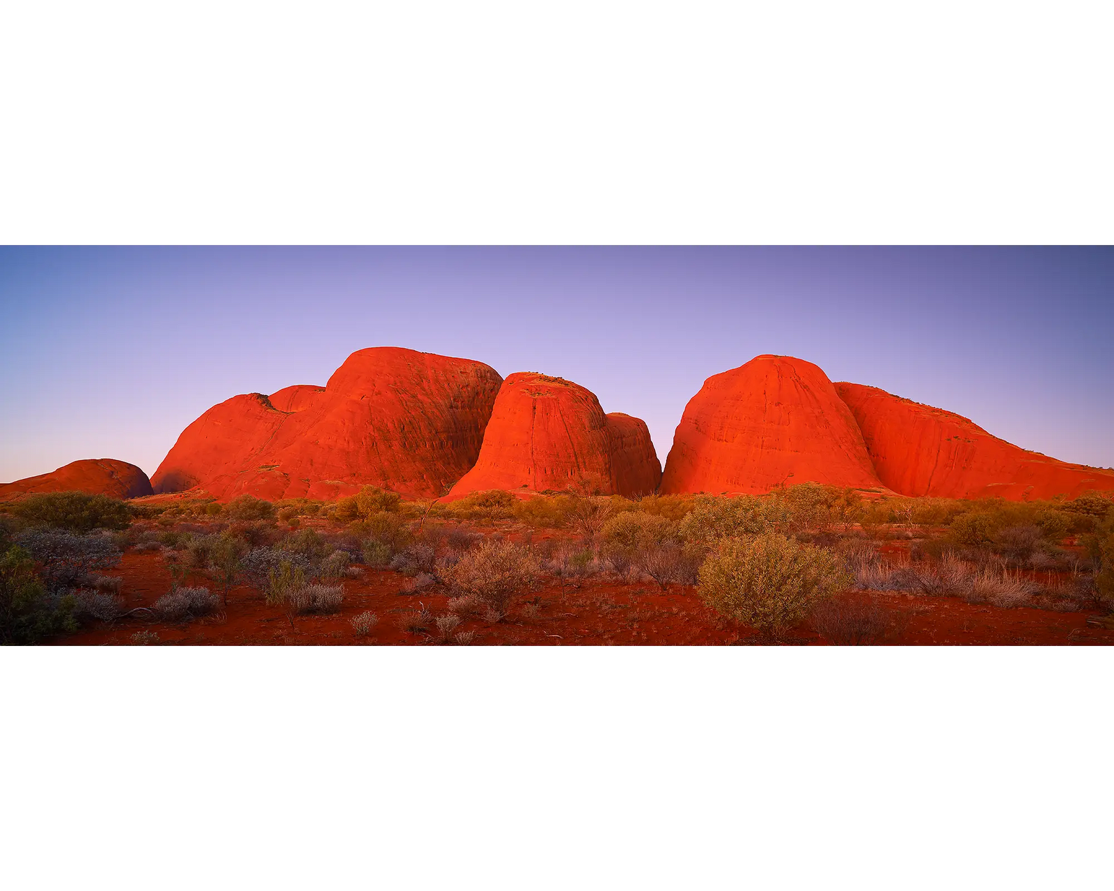 Kata Tjuta (The Olgas) glowing after sunset.
