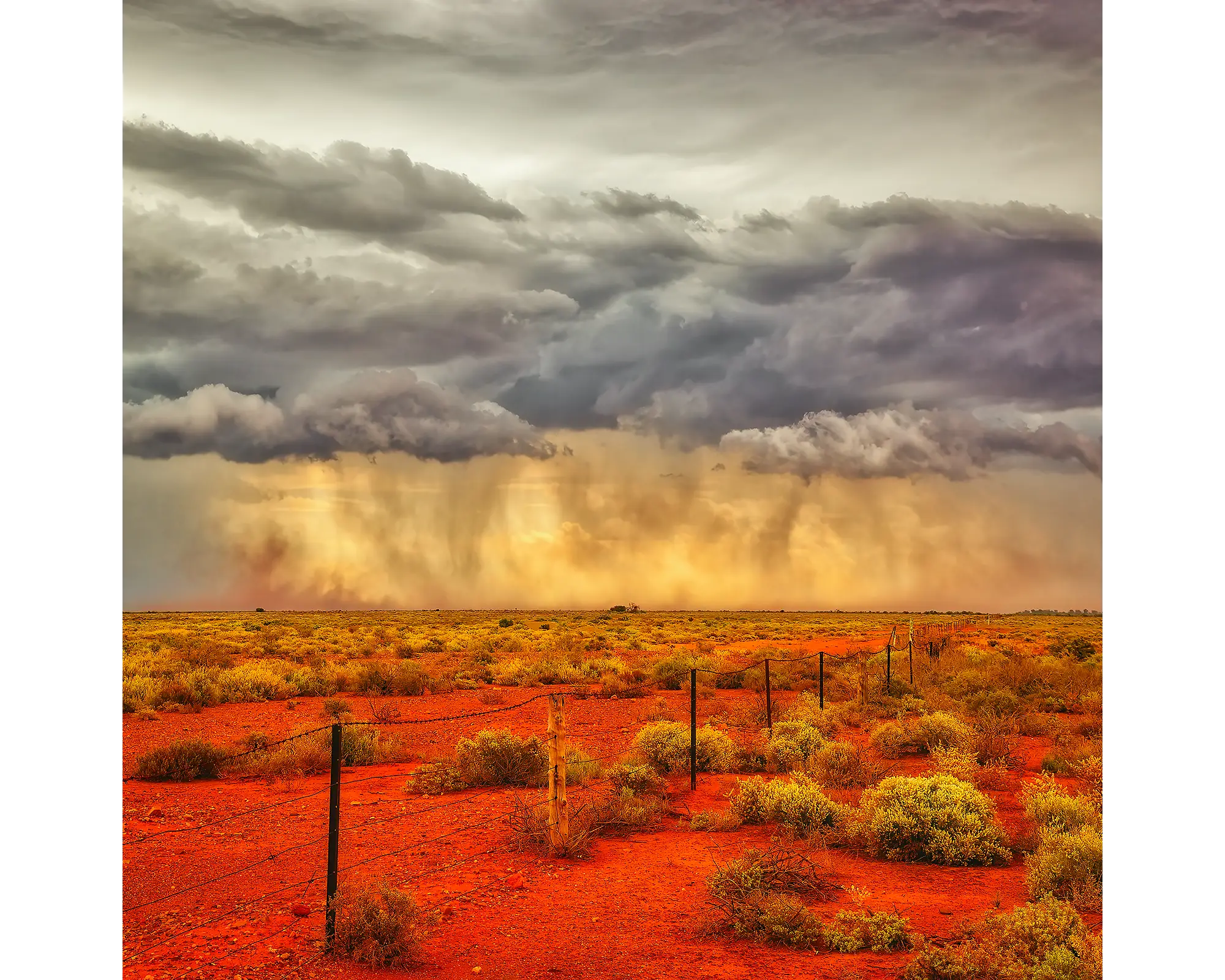 Approach storm with with dust and rain, Outback South Australia.