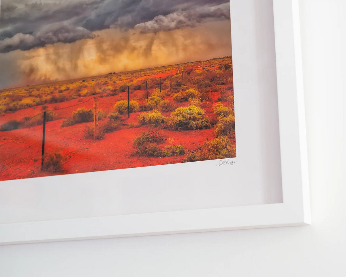 Approaching Storm - Australian amde wall art with white frame.