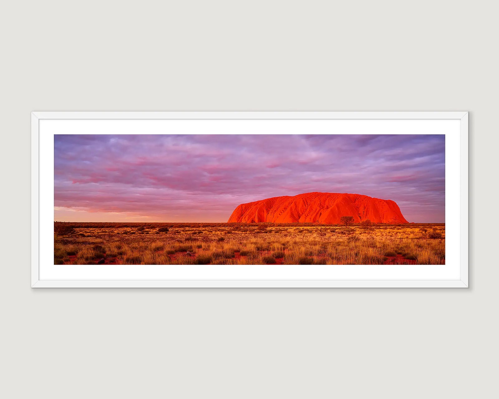 Framed photographic print of a sunset over Uluru, Uluru-Kata Tjuta National Park, Northern Territory, Australia.