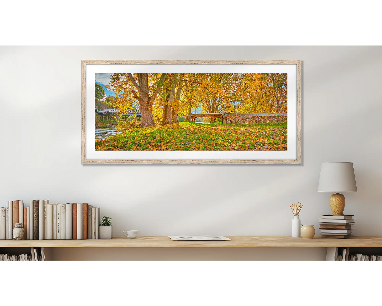 Autumn by the Murray. Autumn leaves  at sunset next to the Murray River, New South Wales, Australia. 