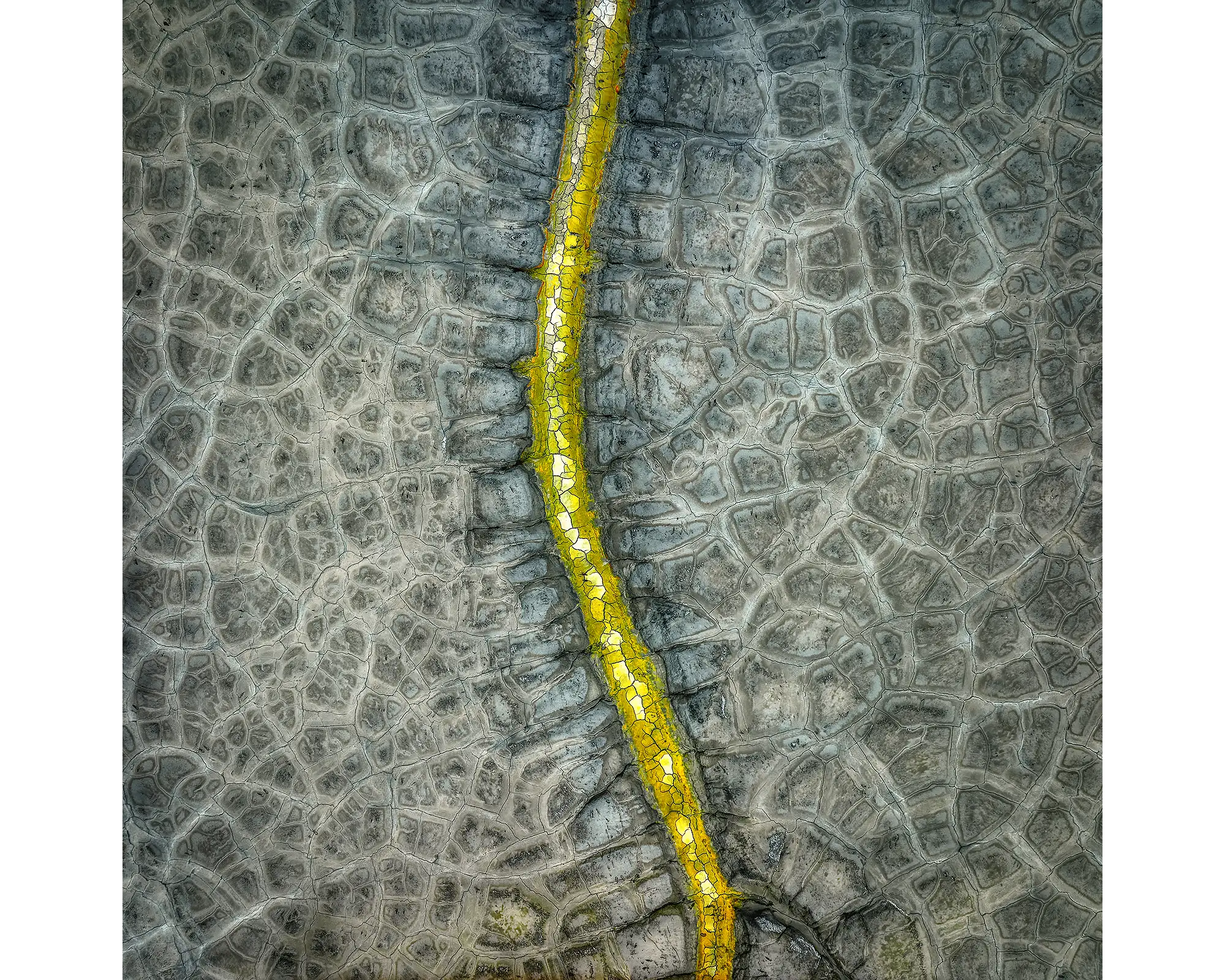 Backbone. Aerial view of dried out dam, New South Wales, Australia.