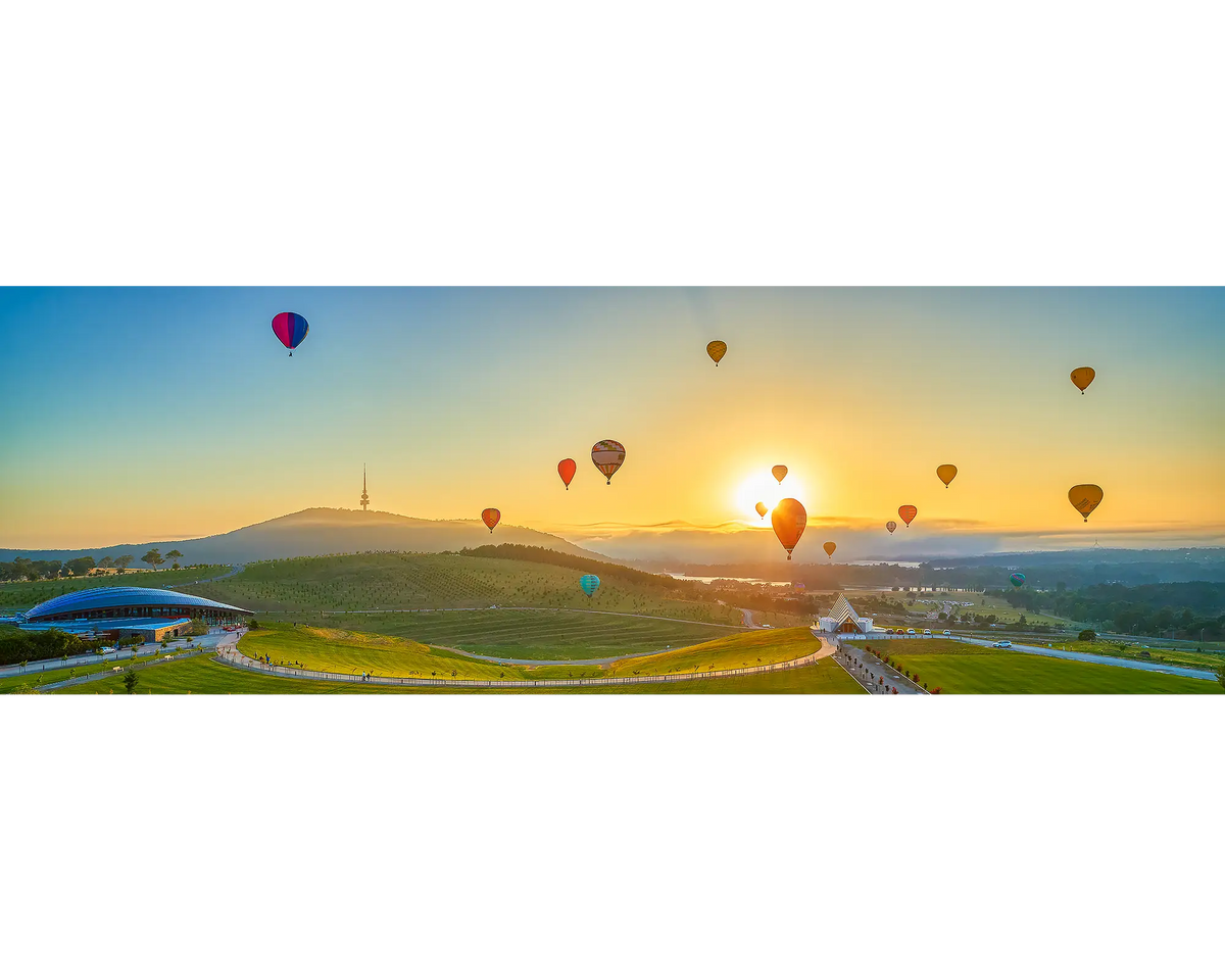 Balloon Sunrise - Enlighten festival Balloon Spectacular, National Arboretum, Canberra.