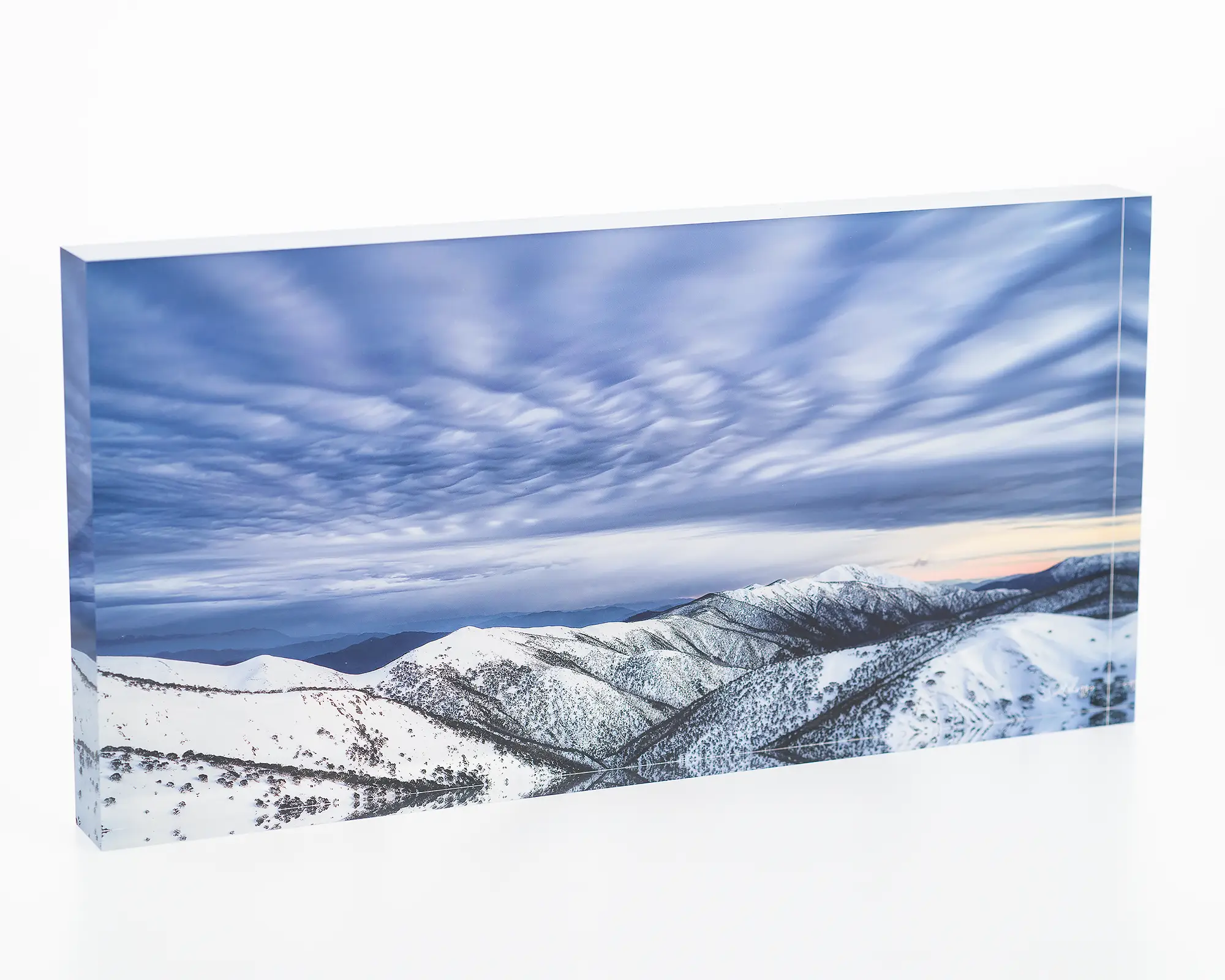 Before The Storm - Acrylic block of winter snow, Mount Feathertop artwork