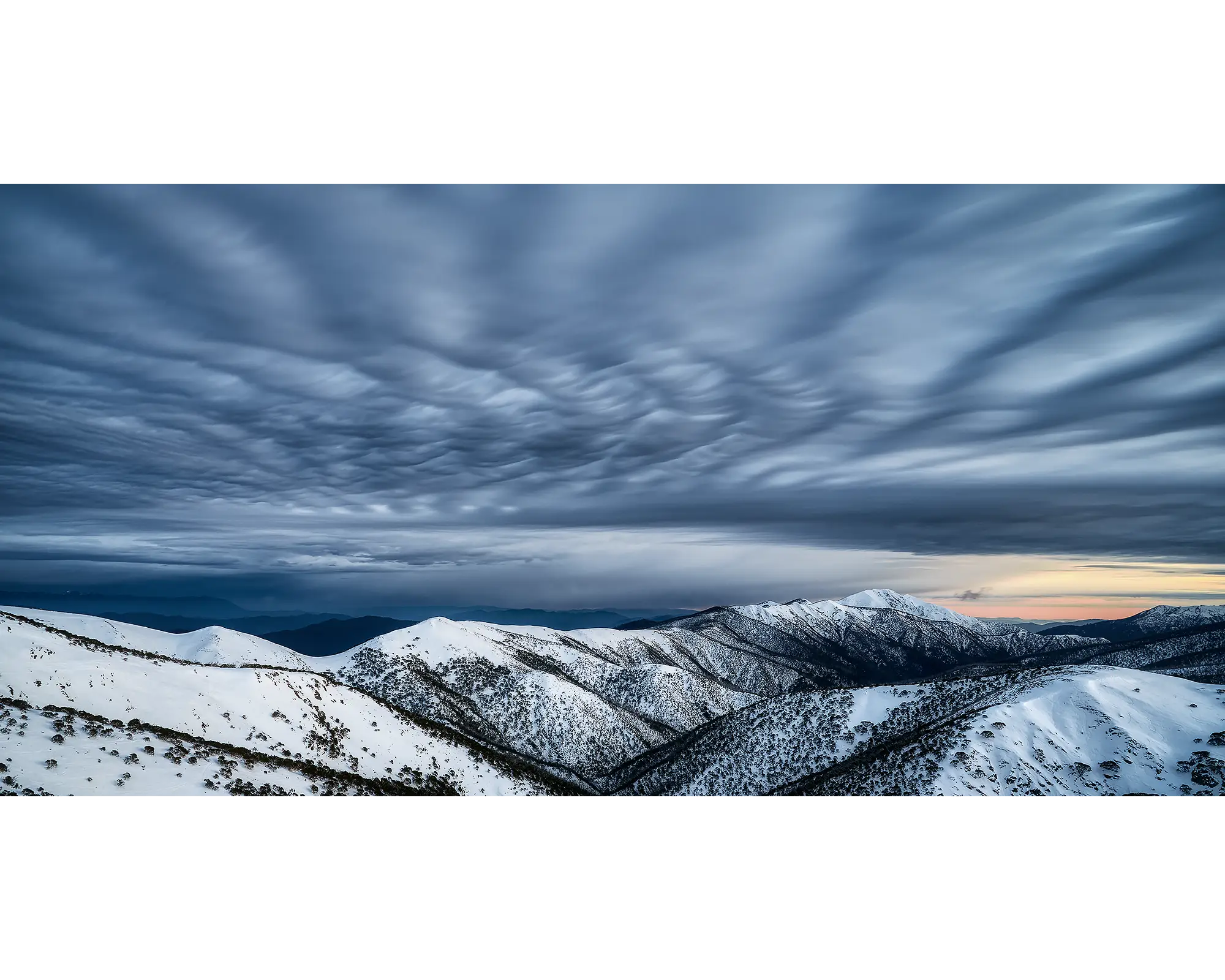 Before The Storm - Clouds over the Razorback and Mount Feathertop summit in winter.