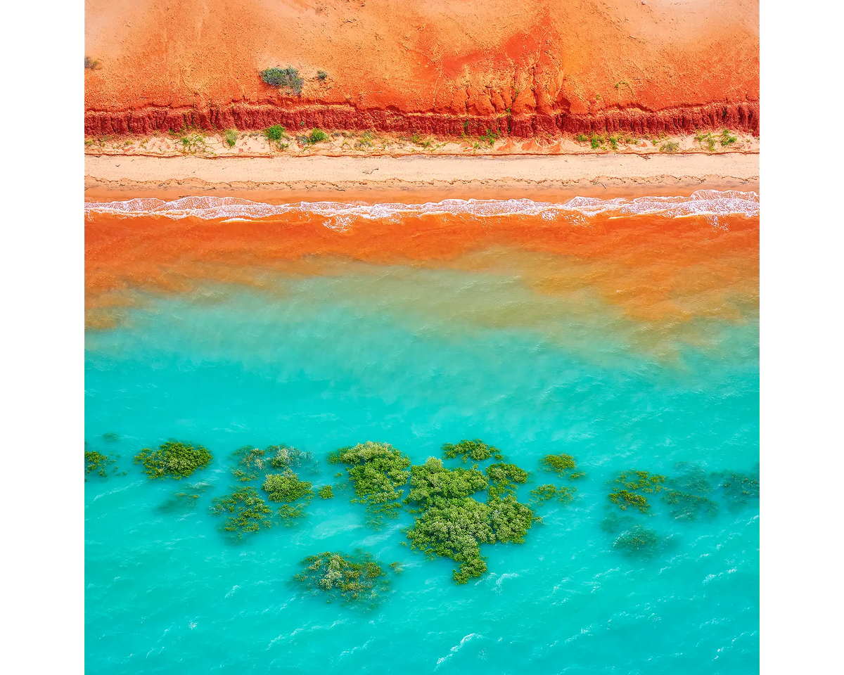 Aerial view of Broome Beach, The Kimberley, Western Australia.