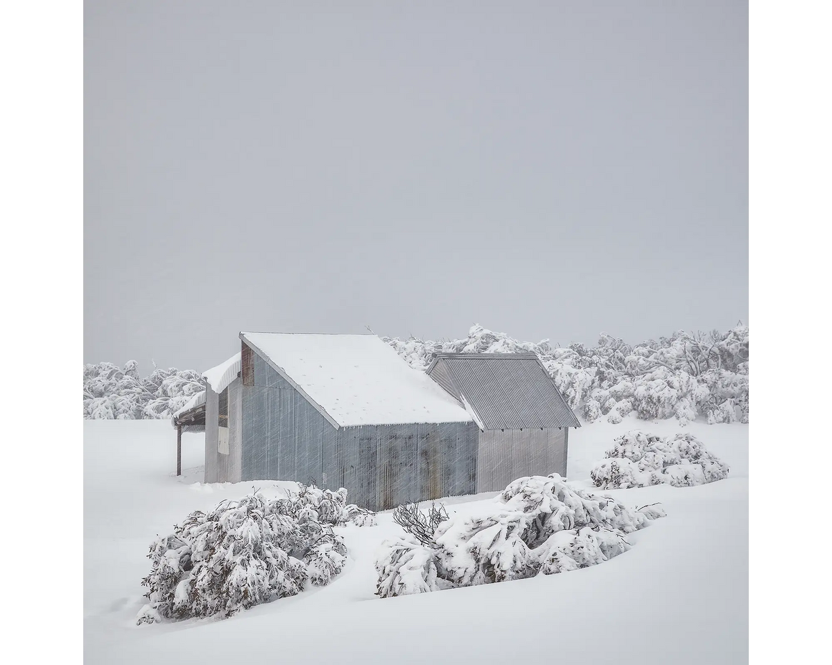 Blowhard Hut in snow, Mount Hotham.