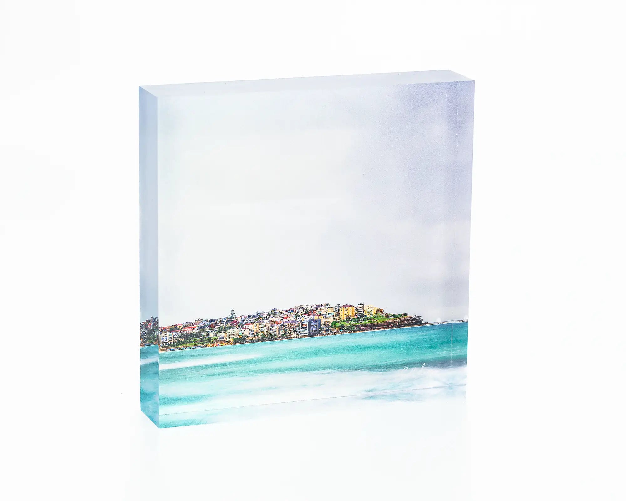 Bondi Views acrylic block - Sydney coastal artwork.