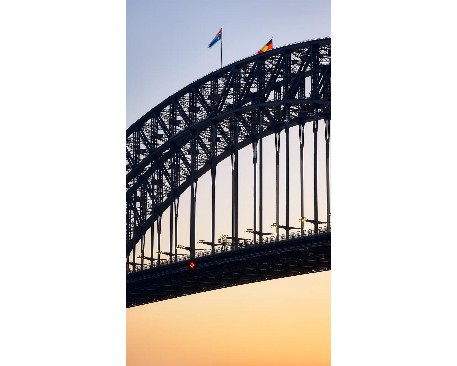 Sydney Harbour Bridge at sunset.