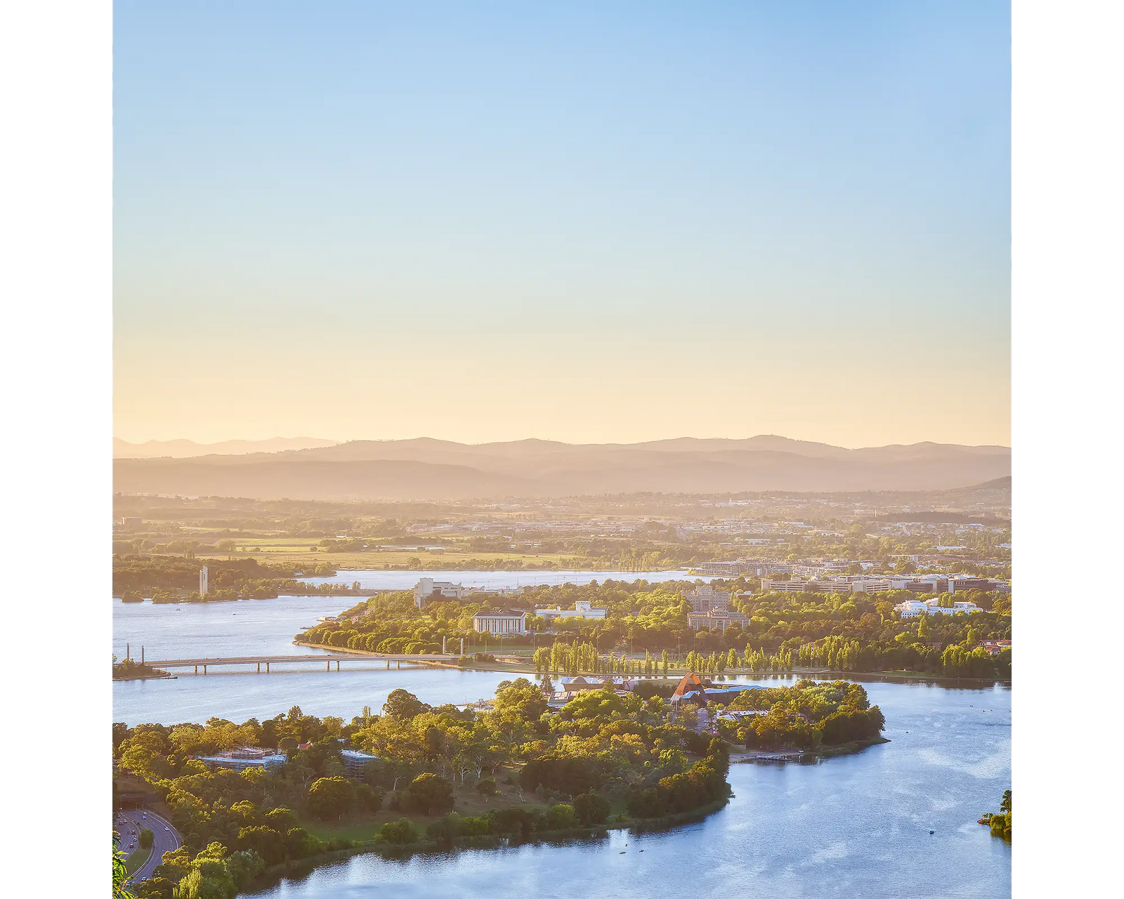 Brighter Days. Sunrise over Canberra and Queanbeyan.