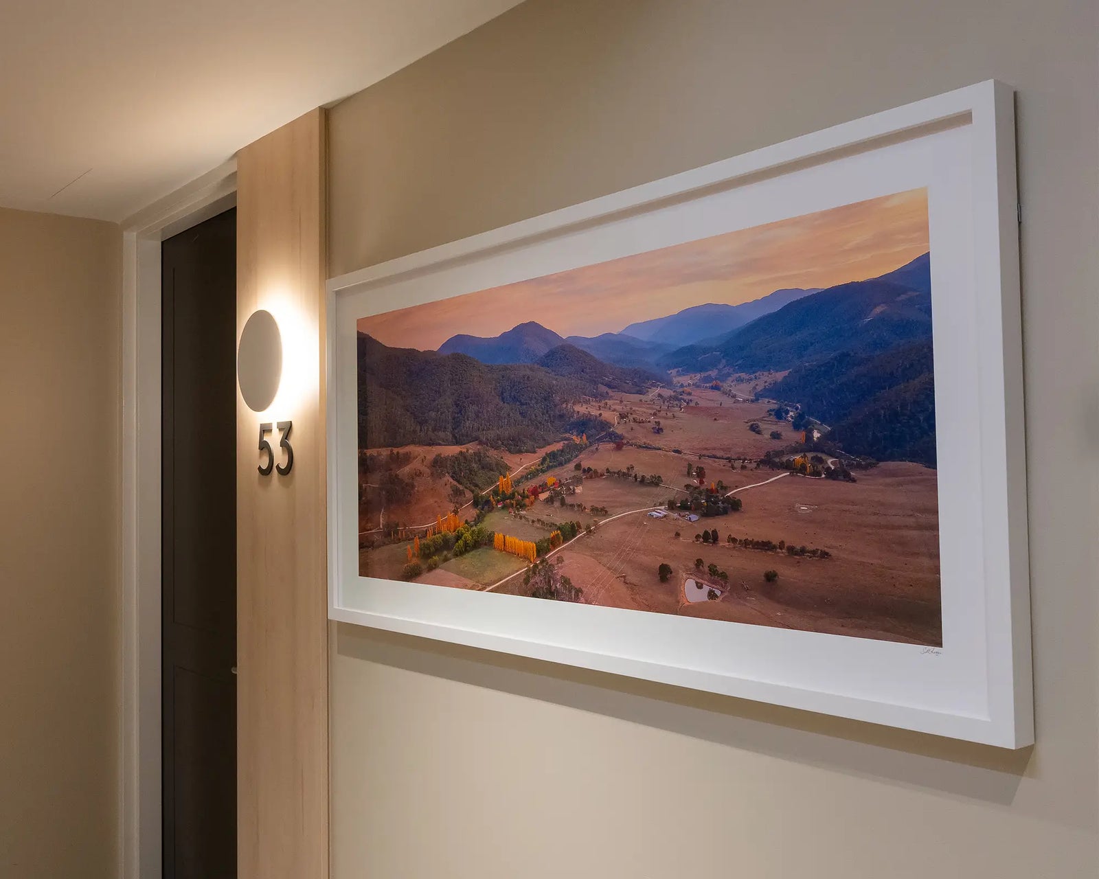 Framed photograph of Brindabella Station in autumn. 