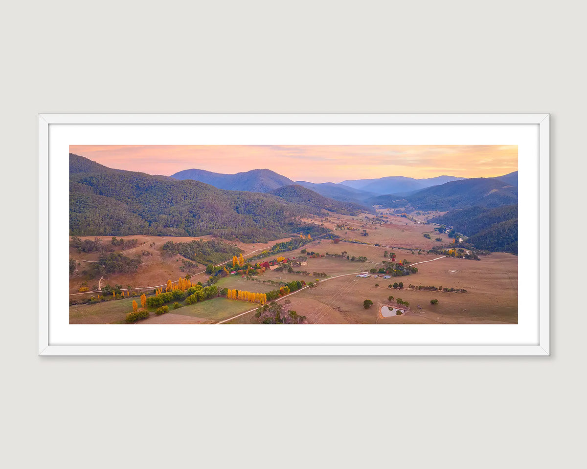 Framed photograph of Brindabella Station in autumn. 