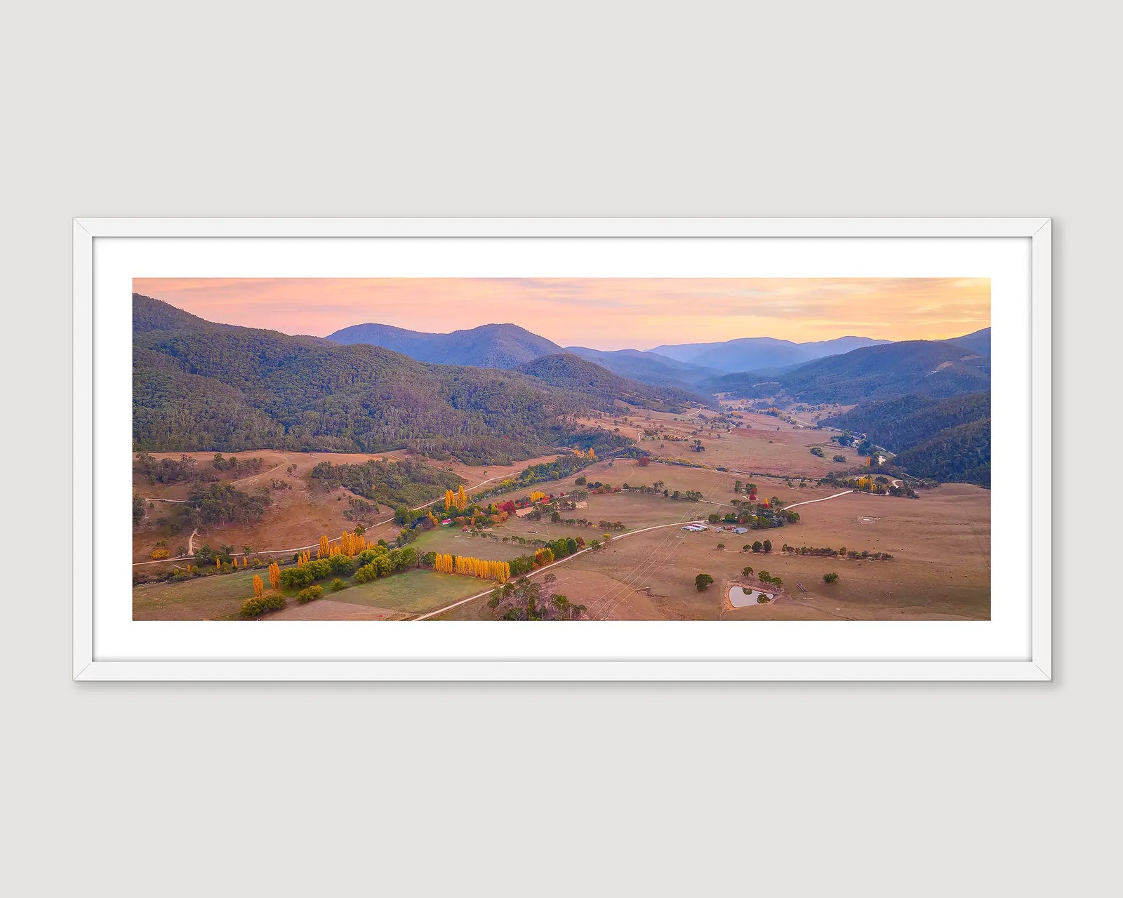 Framed photograph of Brindabella Station in autumn. 
