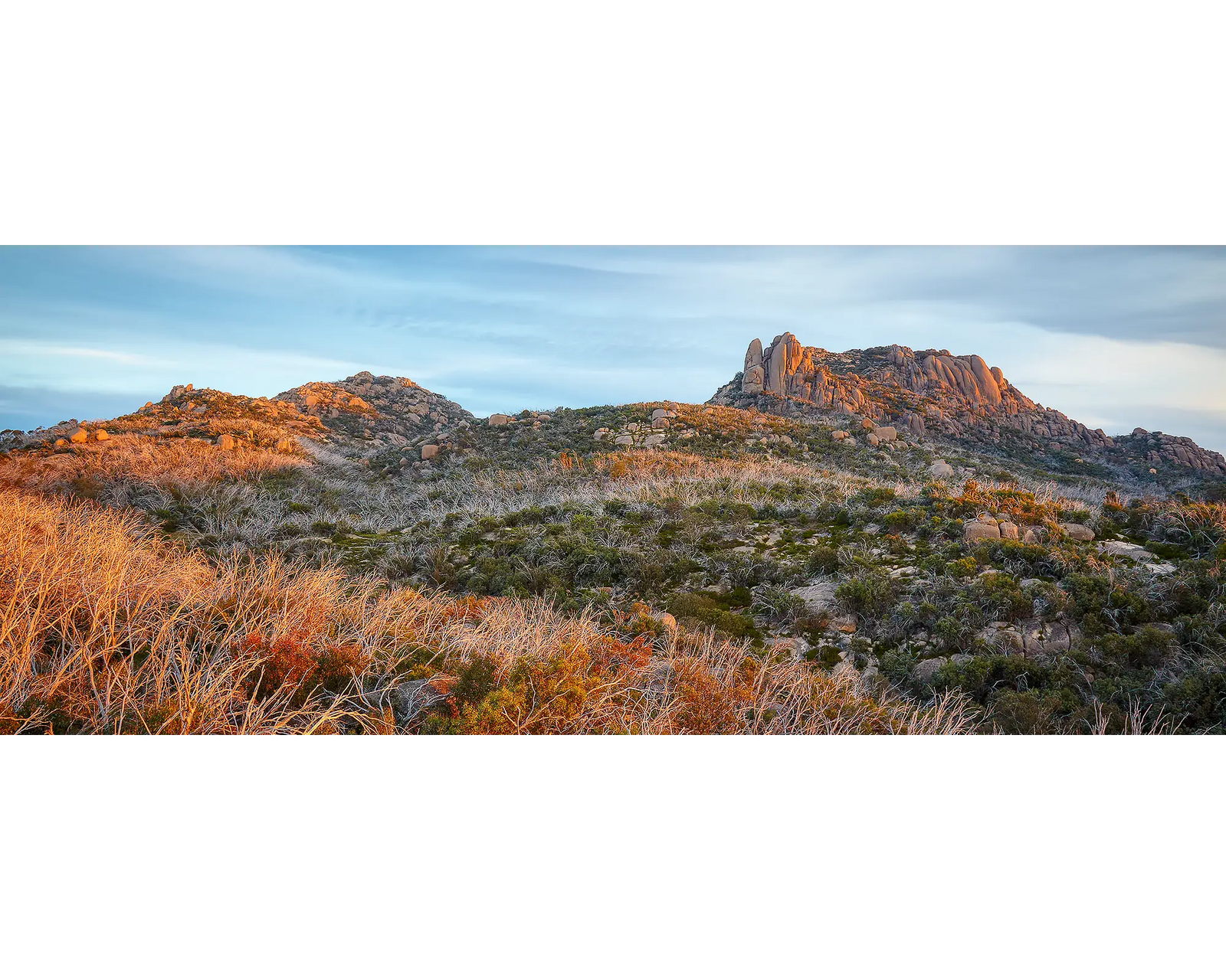 Buffalo Heights. The Cathedral at sunset on Mount Buffalo National Park, Victoria.
