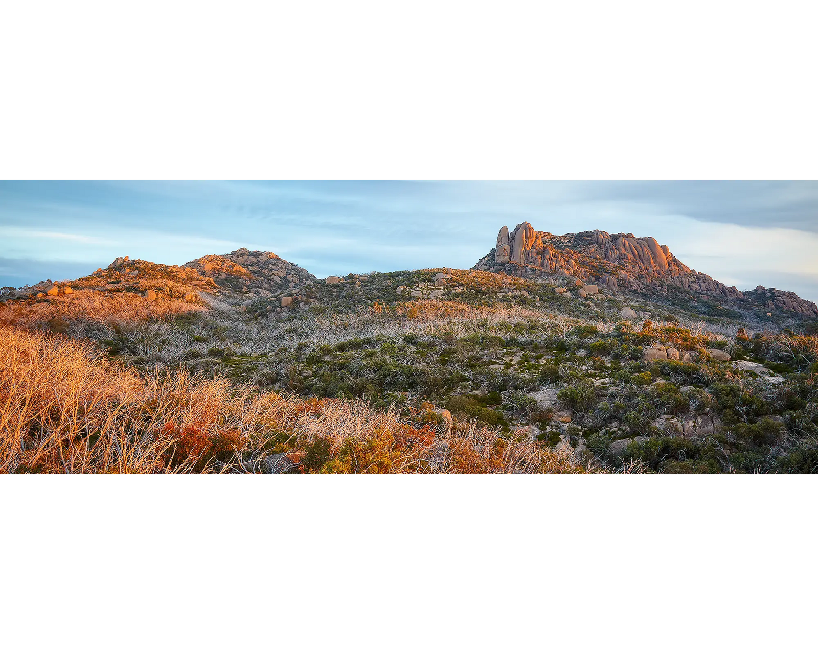 Buffalo Heights. The Cathedral at sunset, on Mount Buffalo National Park.