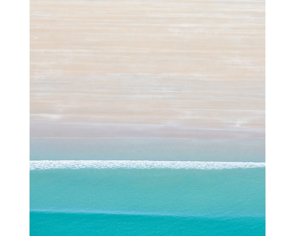 Aerial view of water and sand, Cable Beach, Broome, WA. 