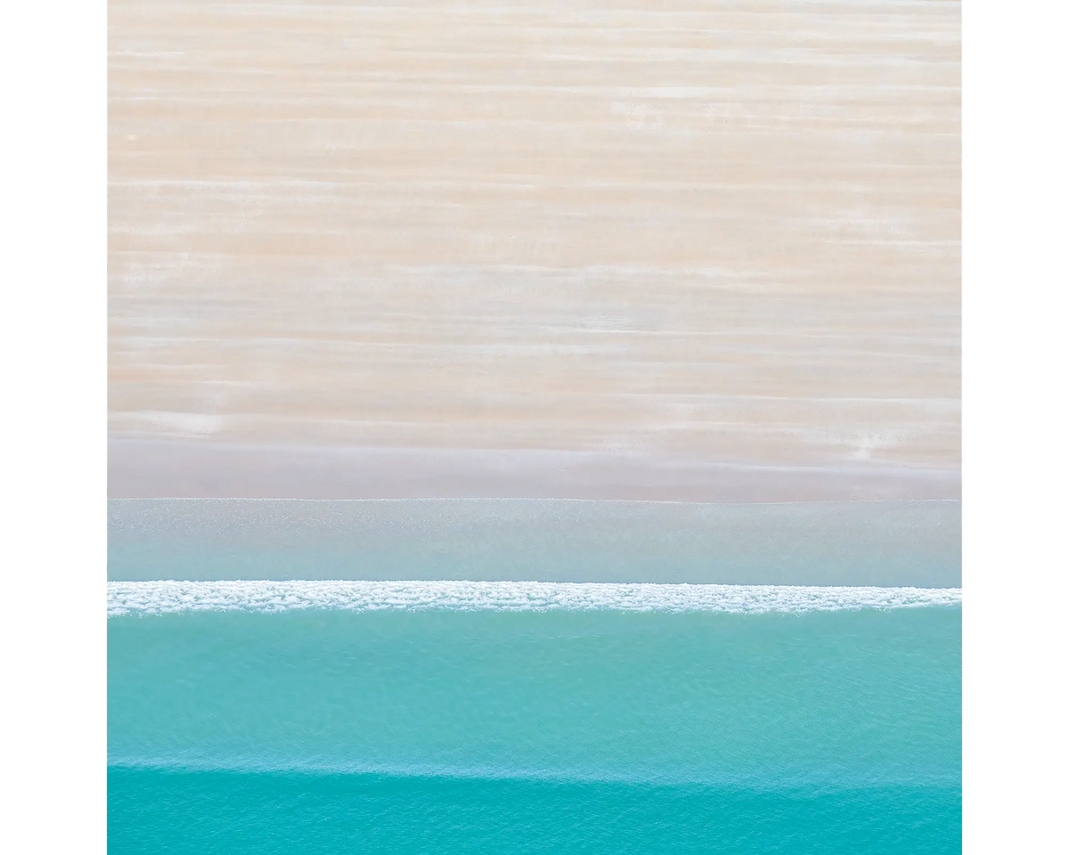 Aerial view of water and sand, Cable Beach, Broome, Western Australia.