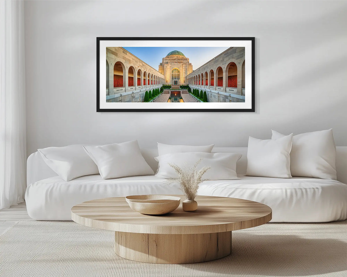 Calm Contemplation, Australian War Memorial print with black frame, hung above couch.