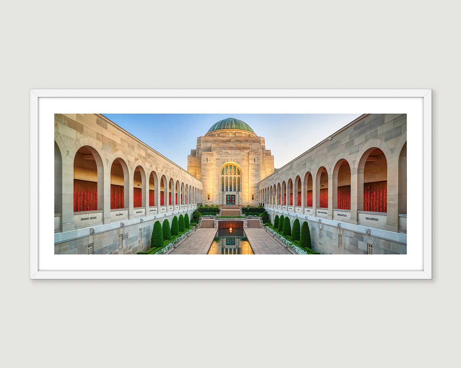 Framed photograph of poppies in the Commemorative Courtyard at the Australian War Memorial. 
