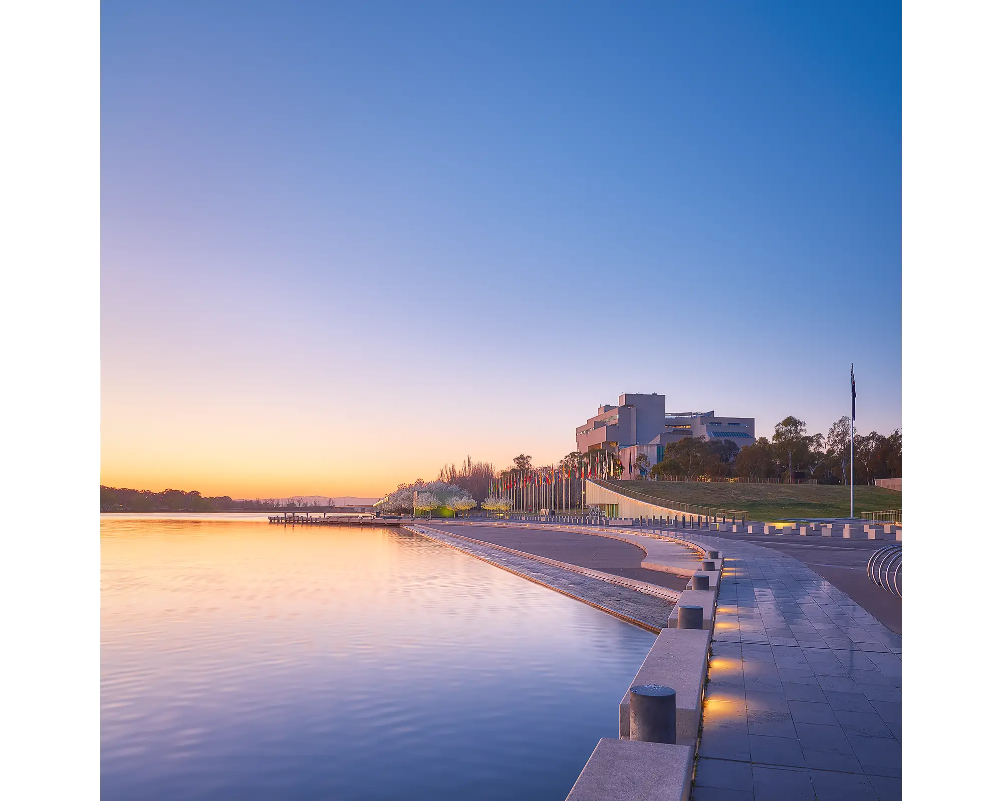 Canberra Awakes - sunrise over Lake Burley Griffin and The HIgh Court, Canberra.