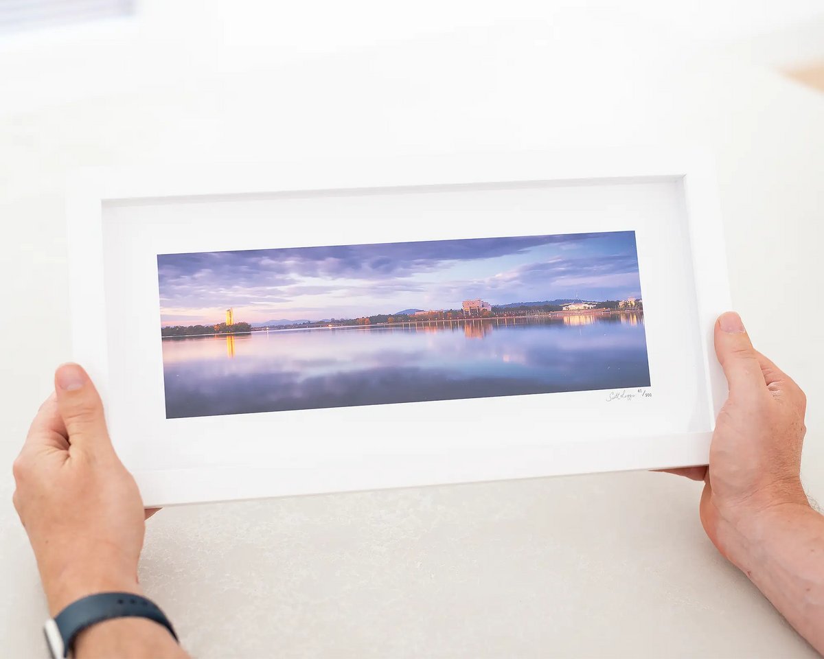 Canberra Morning - Small framed print of sunrise over Canberra.