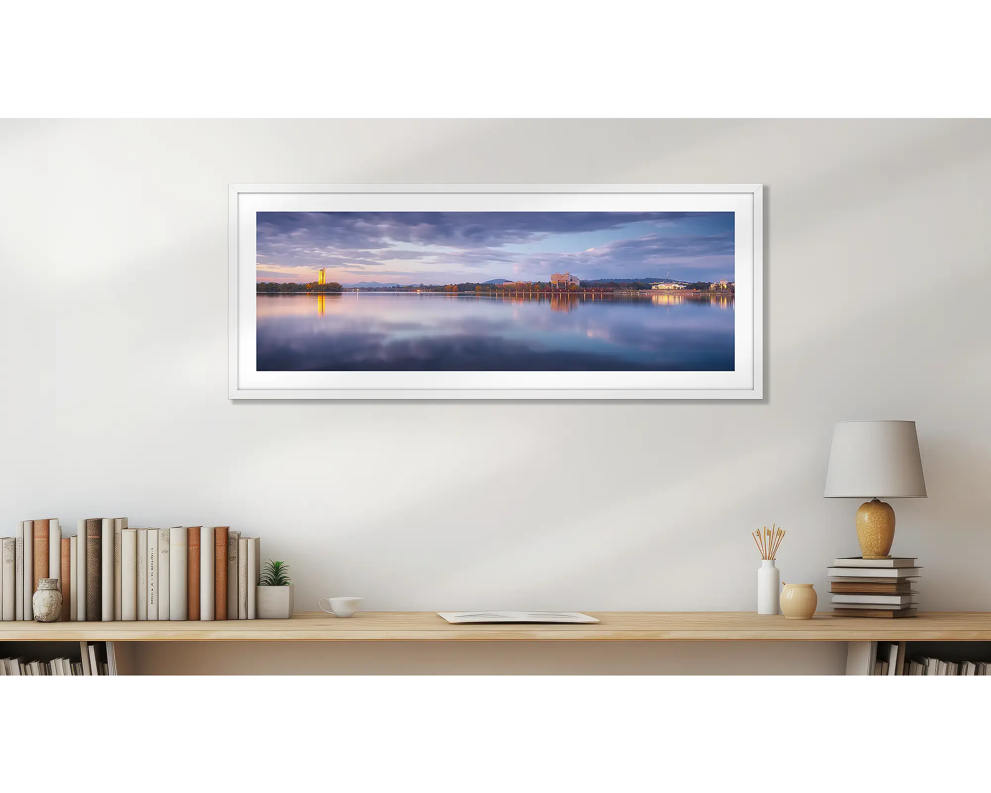 Canberra Morning. Sunrise over Lake Burley Griffin, Canberra.