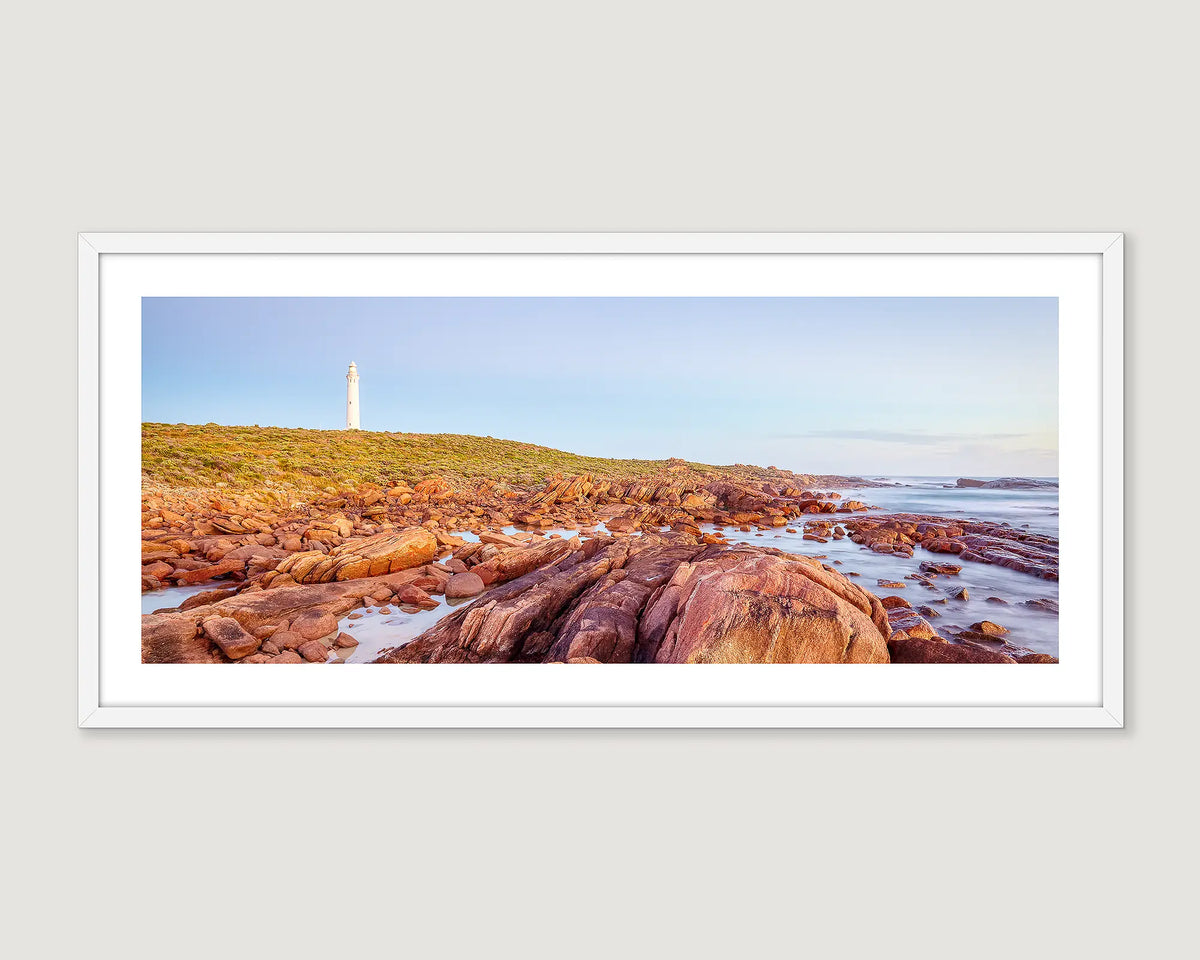 Framed print of a landscape photograph of Cape Leeuwin Lighthouse.