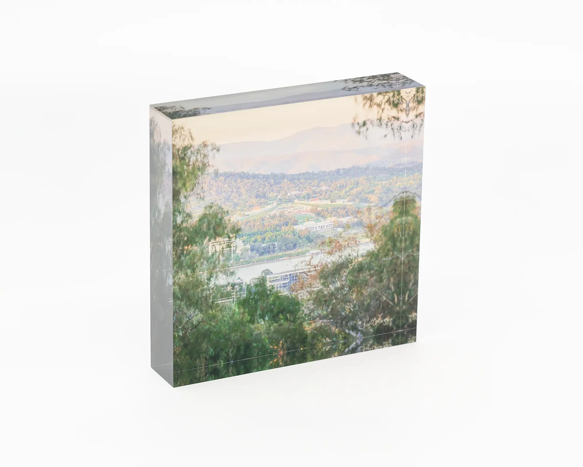 Capital View acrylic block - Canberra Parliament House artwork.