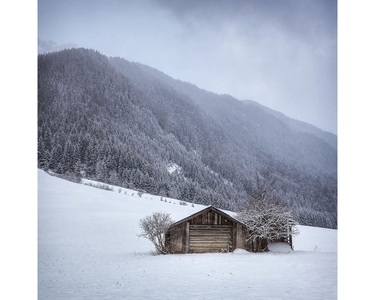 Christmas Snow. Farmhouse covered in snow, Nustift, Tyrol, Austria.